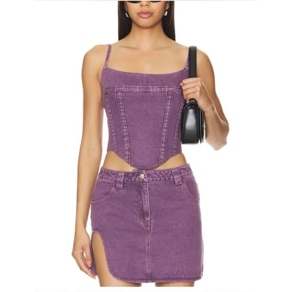 Revolve BY DYLIN purple denim skirt set - Picture 1 of 3